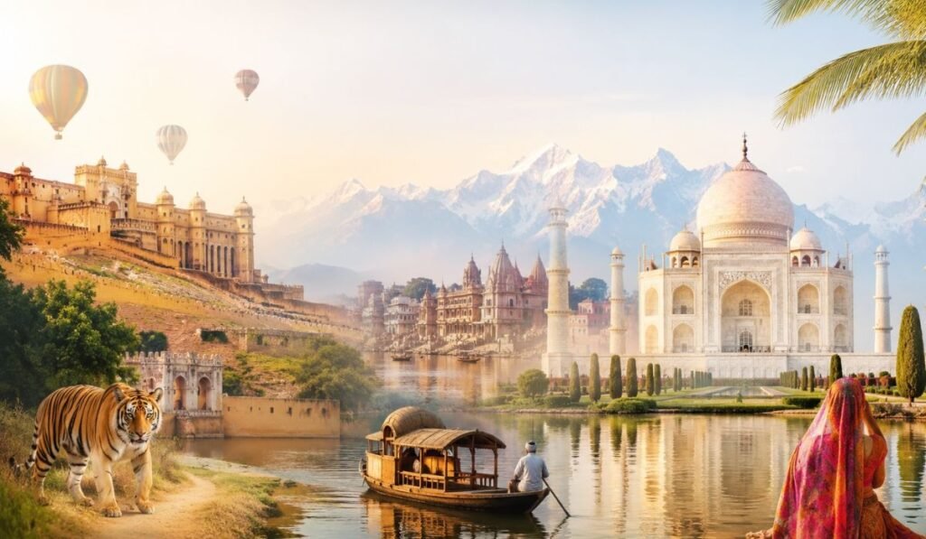 Golden Triangle Tour – Most Popular India Travel Package for Foreign Tourists Golden Triangle Tour in India featuring Taj Mahal Jaipur forts wildlife and cultural travel experiences