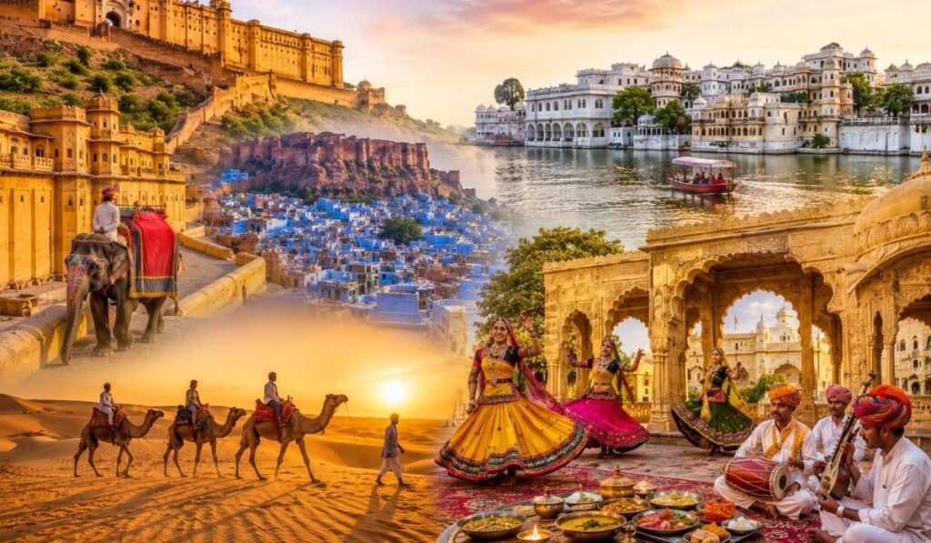 Rajasthan Cultural Tour Packages – Heritage, Desert & Royal Experiences Rajasthan cultural tour featuring forts palaces camel safari folk dance and traditional heritage experiences